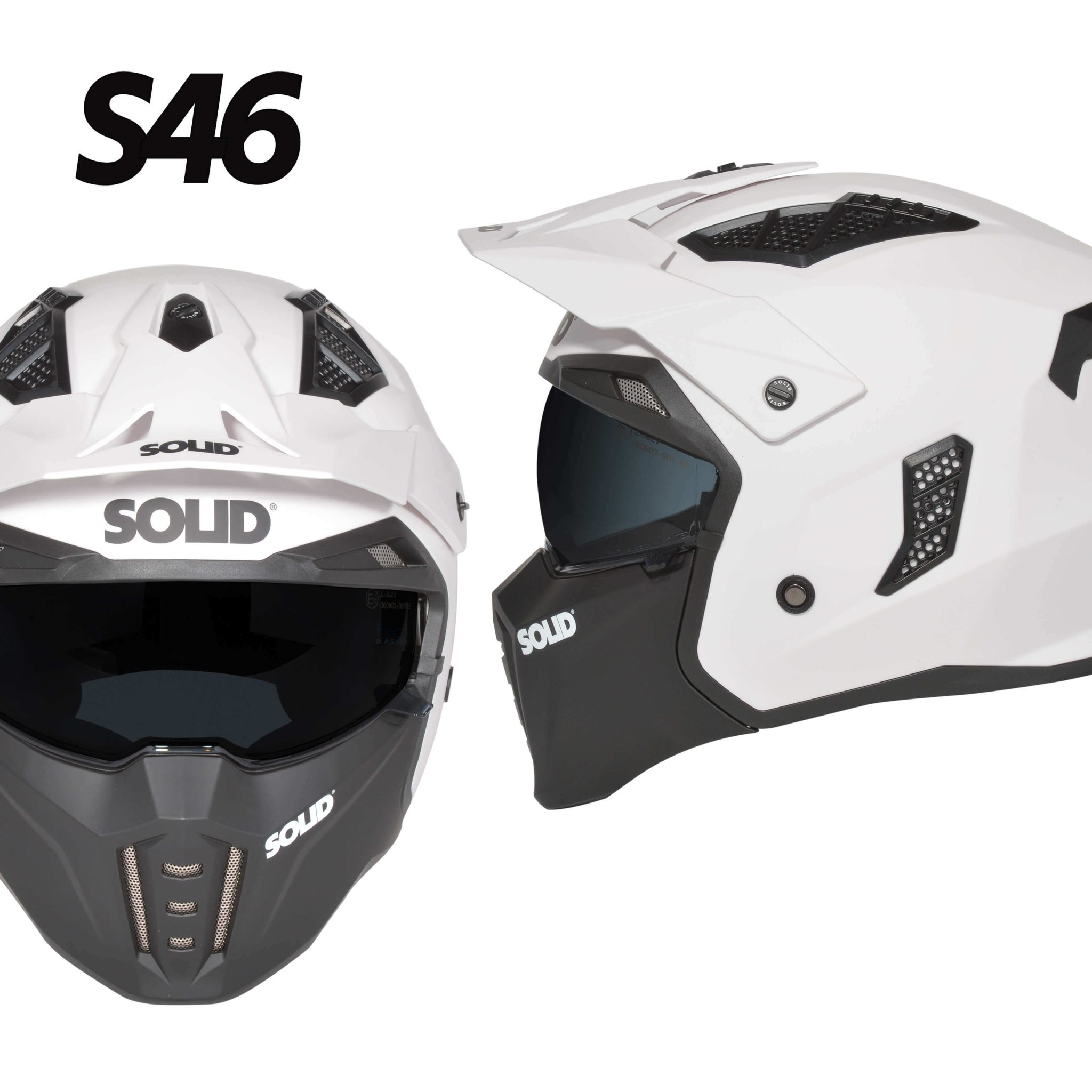 S46 Full Face With A Drop Down Tinted Shield Removable Chin Bar Solid